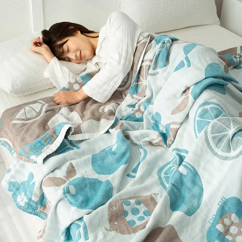 DecorBites™ Cotton Gauze Boho Throw Blanket - Cozy Bedspread & Sofa Cover