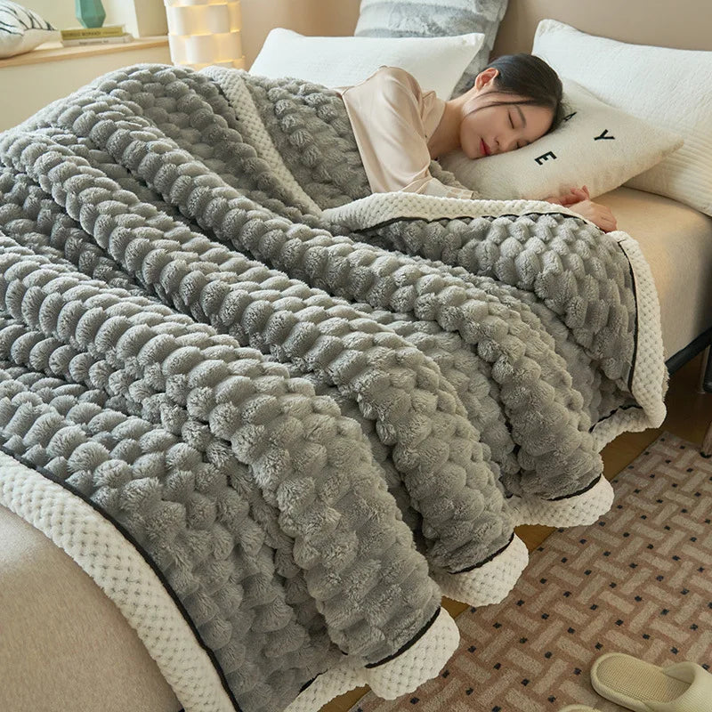 DecorBites™ Coral Fleece Warm Blanket: Cozy Thicken Winter Bed Blanket