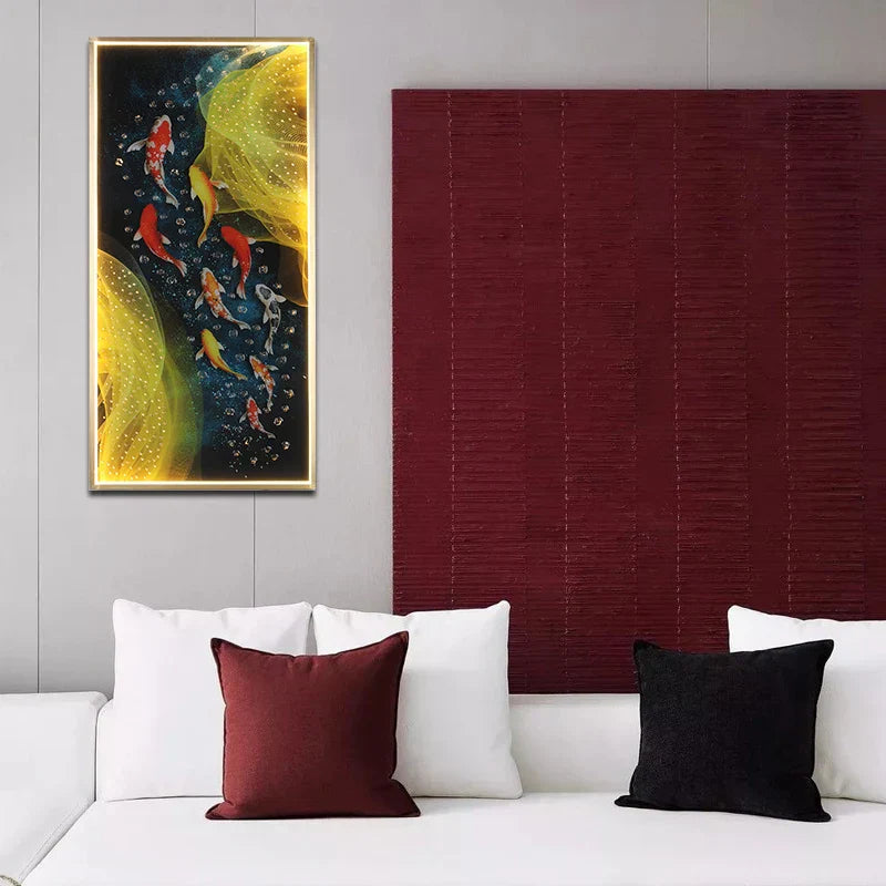 DecorBites™ Gold Fish LED Picture Wall Light for Home Decor & Bedroom Aisle