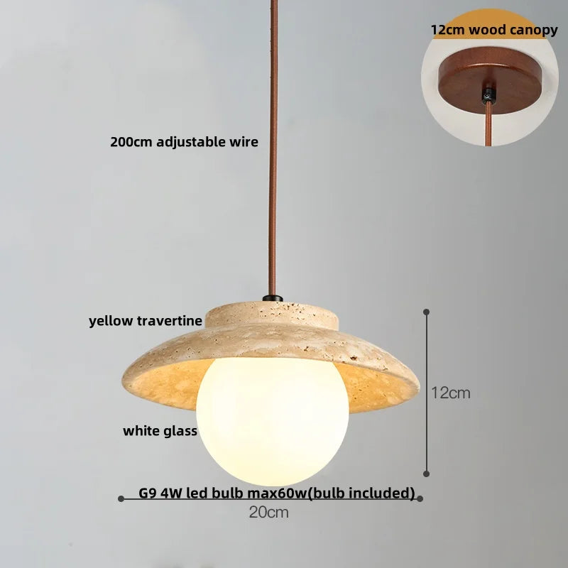 DecorBites™ LED Wood Pendant Light Fixture Wabi Sabi Hang Lamp for Living Room