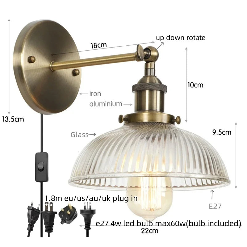 DecorBites™ Clear Glass LED Wall Sconce | Industrial Rural Stair Light Fixtures