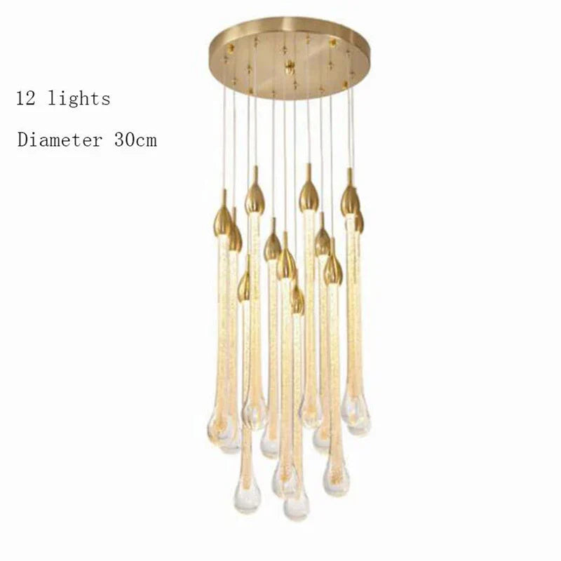 DecorBites™ 3W Round Stairs LED Chandelier: K9 Crystal, Metal Fixture, DIY Lamp for Villa