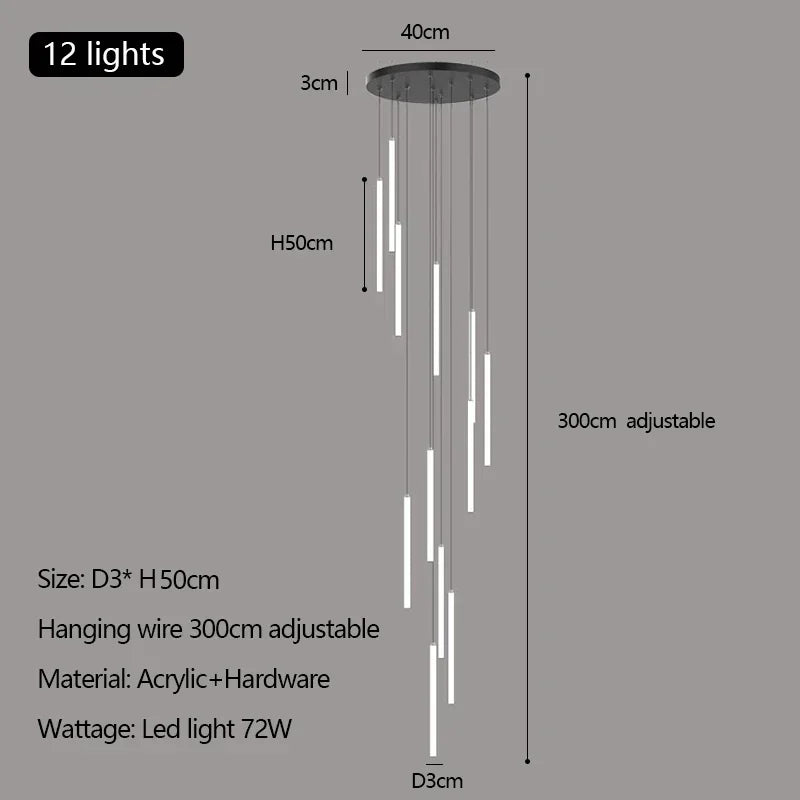 Acrylic Stair Pendant Lights for Modern Villa Decor - DecorBites™ Duplex Loft LED Chandelier