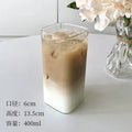 DecorBites™ 500ml Square Glass Juice Cup - Transparent & Heat-Resistant