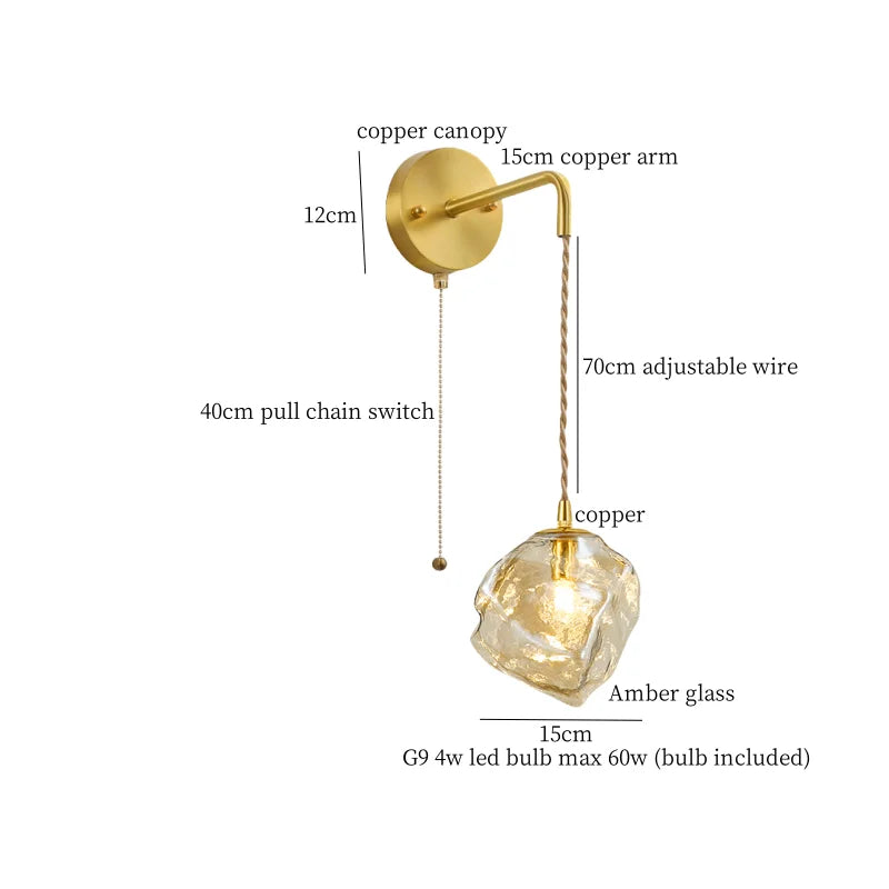 DecorBites™ Grey Glass LED Wall Lamp for Home Decor and Lighting