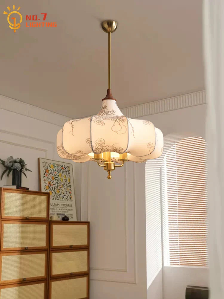DecorBites™ Gold Lustre Medieval Fabric Pendant Lights LED E27 for Home Decor