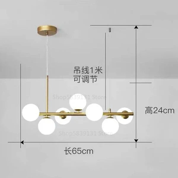 نجفة ديكور بايتس™ كروية زجاجية معلقة، ارتفاع قابل للتعديل، تصميم نورديك عصري
