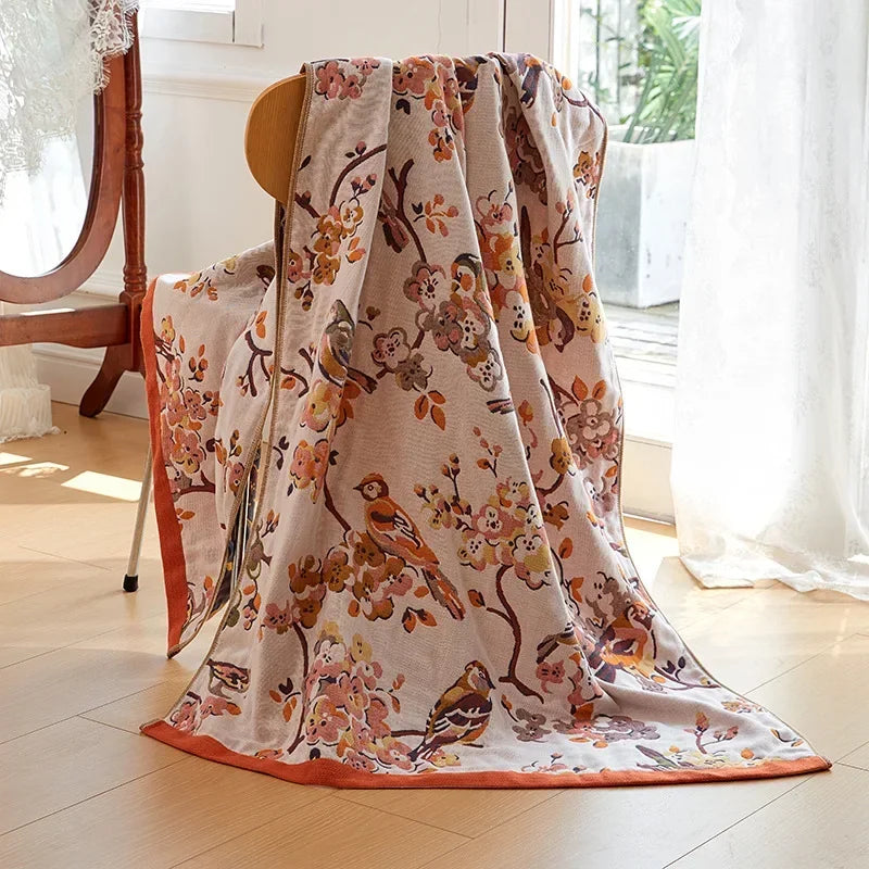 DecorBites™ Cotton Gauze Peacock Bath Towel - Soft, Skin-Friendly, Quick Dry - 90x180cm