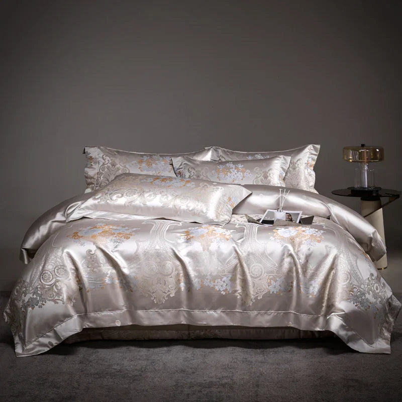 DecorBites™ Damask Jacquard Egyptian Cotton Luxury Bedding Set