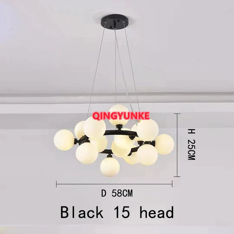 DecorBites™ Glass Ball Chandelier for Living Room - Modern Nordic Kitchen Island Ceiling Light
