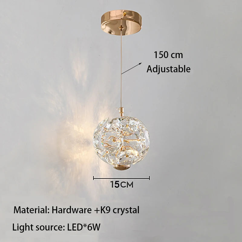 European K9 Crystal Mini Pendant Light in Polished Chrome