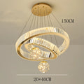 Modern Crystal Multi-Ring Pendant Light in Brushed Steel