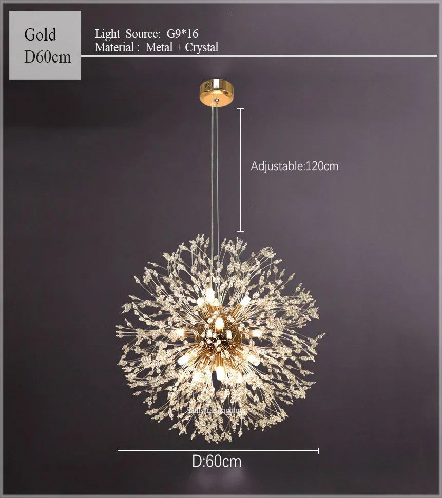DecorBites™ ثريا الهندباء LED إضاءة كرة كريستال متلألئة للمطاعم وغرف المعيشة