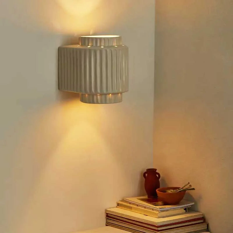 DecorBites™ Cream White Resin LED Wall Lamp for Bedroom, Study, Living Room - Wabi-sabi Decor