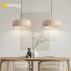 Wabi-Sabi Round Travertine Stone Pendant Light