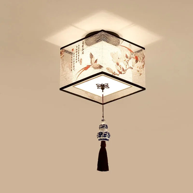 ثريا سقف صينية من DecorBites™ Lotus، مصباح ممر بسيط، إضاءة LED للوحات