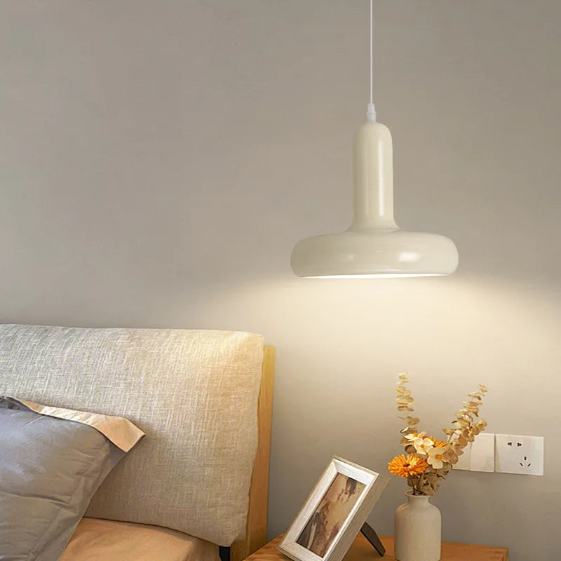 Nordic Cream Mushroom Pendant Light in Painted Aluminum