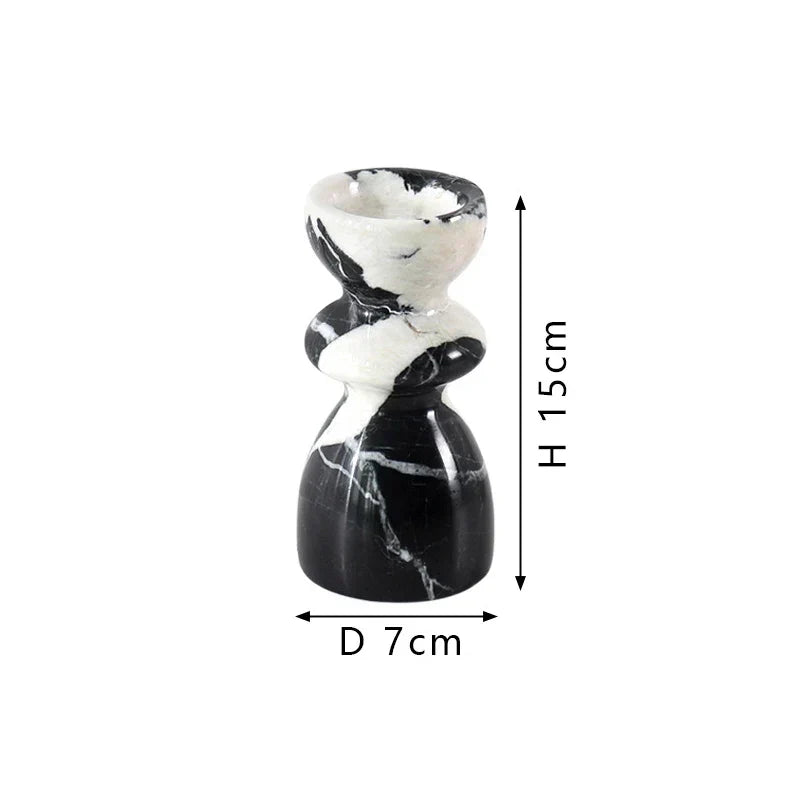DecorBites™ Grand Antique Marble Candlestick Holder: Modern French Fireplace Dining Table Centerpiece