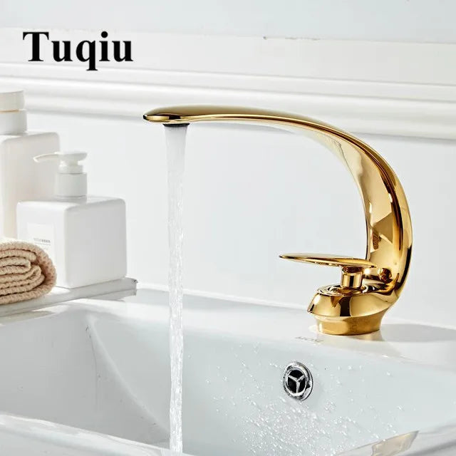 DecorBites™ Brushed Gold Basin Faucet - Single Handle Bathroom Sink Faucet