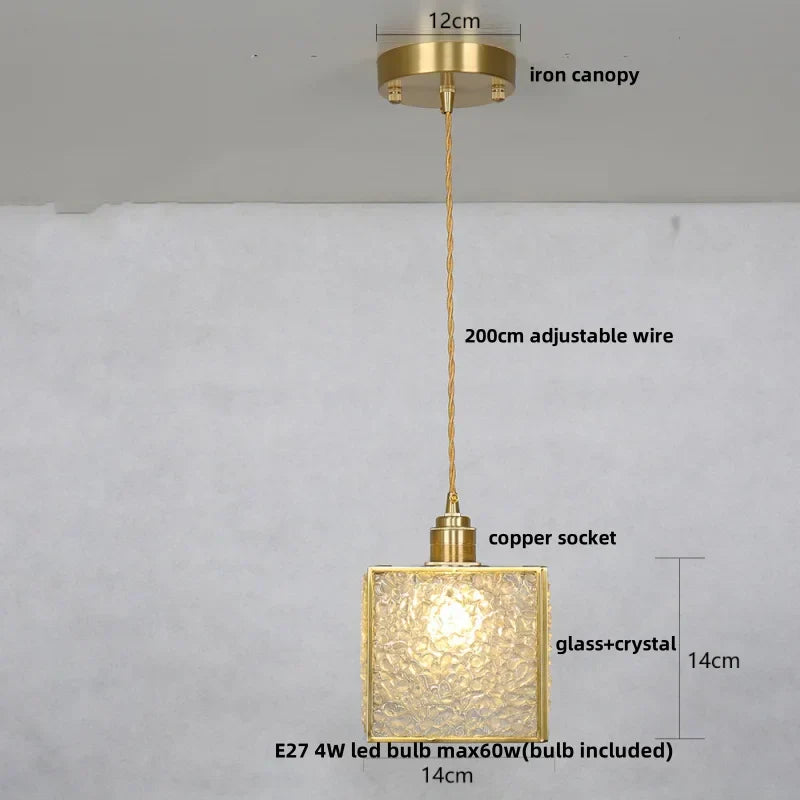 DecorBites™ Copper Walnut LED Pendant Lamp Crystal Glass Hanging Light
