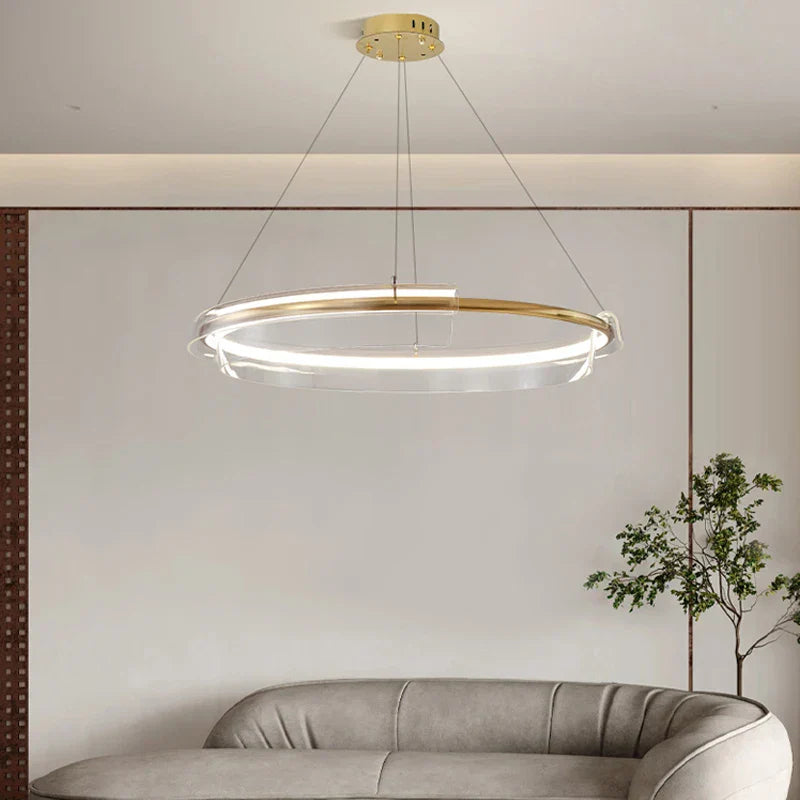 DecorBites™ Gold Ring Chandelier LED Pendant Light Modern Hanging Lamp for Home Decoration