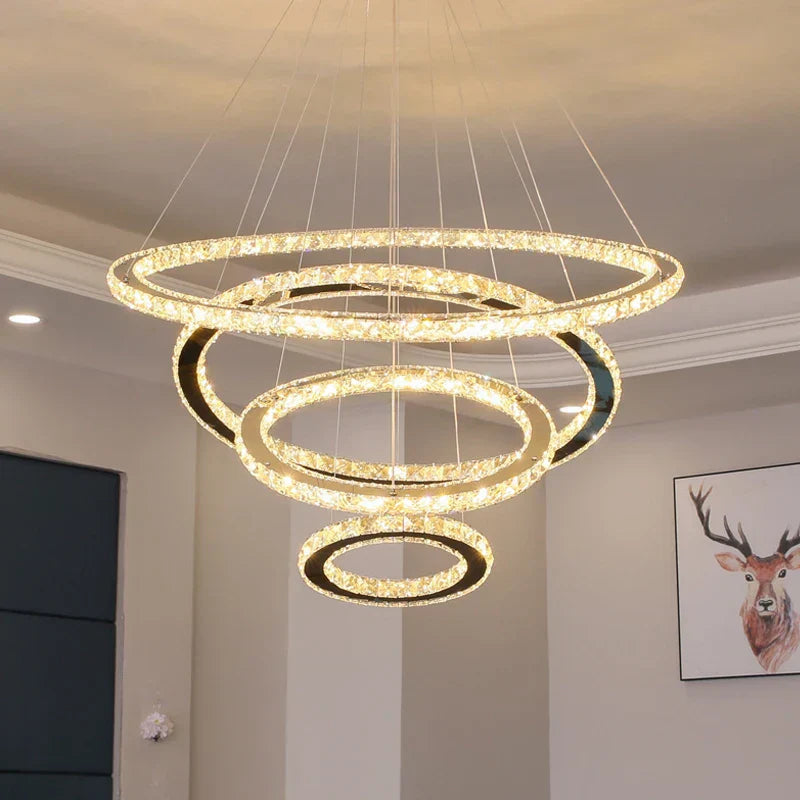 ثريا كريستالية ذهبية لامعة DecorBites™ Gold Gloss LED على شكل حلقة لغرفة المعيشة العصرية الفاخرة