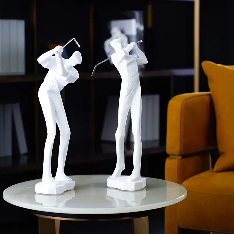 DecorBites™ Golf Player Sculpture Abstract Human Body Figure Statue Resin Decor Figurine