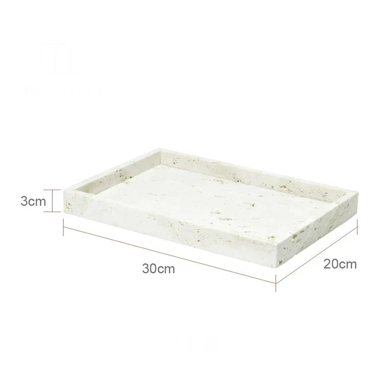 DecorBites™ Beige Travertine Marble Bathroom Set - Soap Dispenser Toothbrush Holder Tissue Box