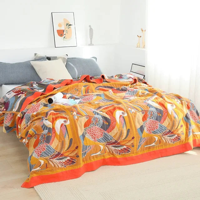 DecorBites™ Double Gauze Cotton Summer Blanket - Lightweight & Breathable
