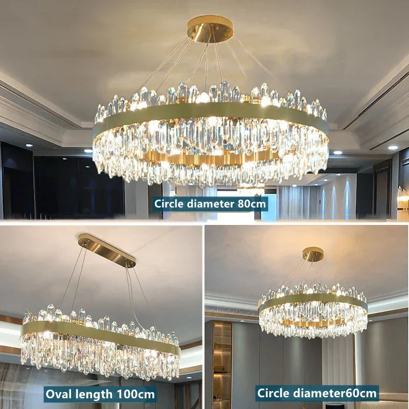 DecorBites™ Crystal Circle Ceiling Chandelier with LED Lighting for Designer Dining Room