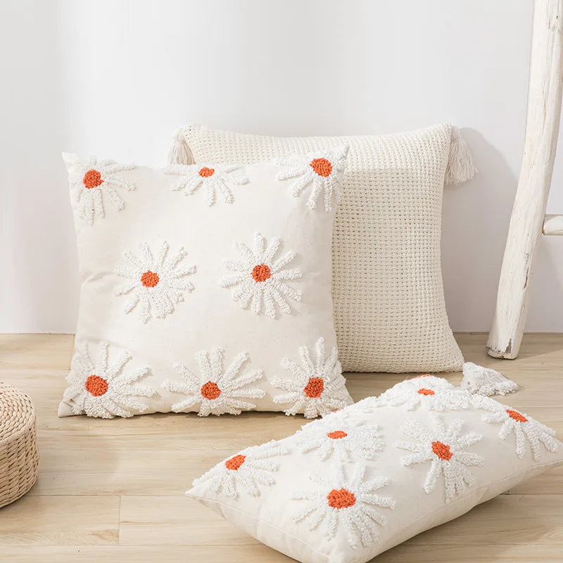 DecorBites™ Ivory Tufted Cushion Cover for Home Decor, Living Room, Sofa, Bedroom