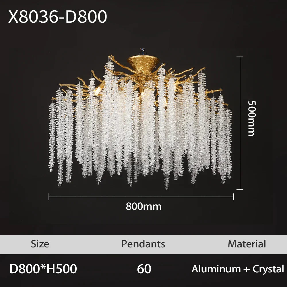 ثريا سقف LED كريستالية على شكل غصن DecorBites™ باللون الذهبي/الأسود لغرفة الطعام والبهو