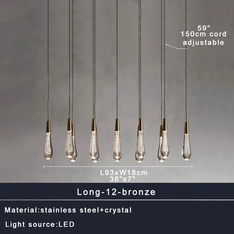 DecorBites™ Crystal Water-drop Chandelier Light Fixture - Luxury Stairwell Decor