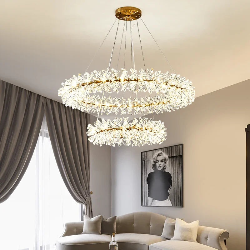 DecorBites™ Crystal LED Chandelier for Home Decor – Modern Hanging Lamp
