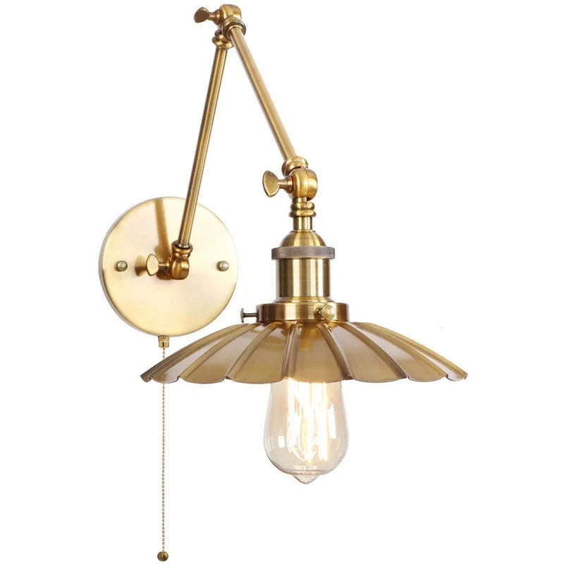 مصباح حائط DecorBites™ Gold Industrial LED مع مفتاح سحب بسلسلة لديكور المنزل