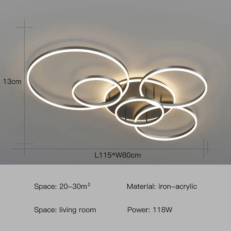 DecorBites™ ثريا سقف LED بتصميم حلقات إضاءة معلقة - إضاءة منزلية بلمسة عصرية