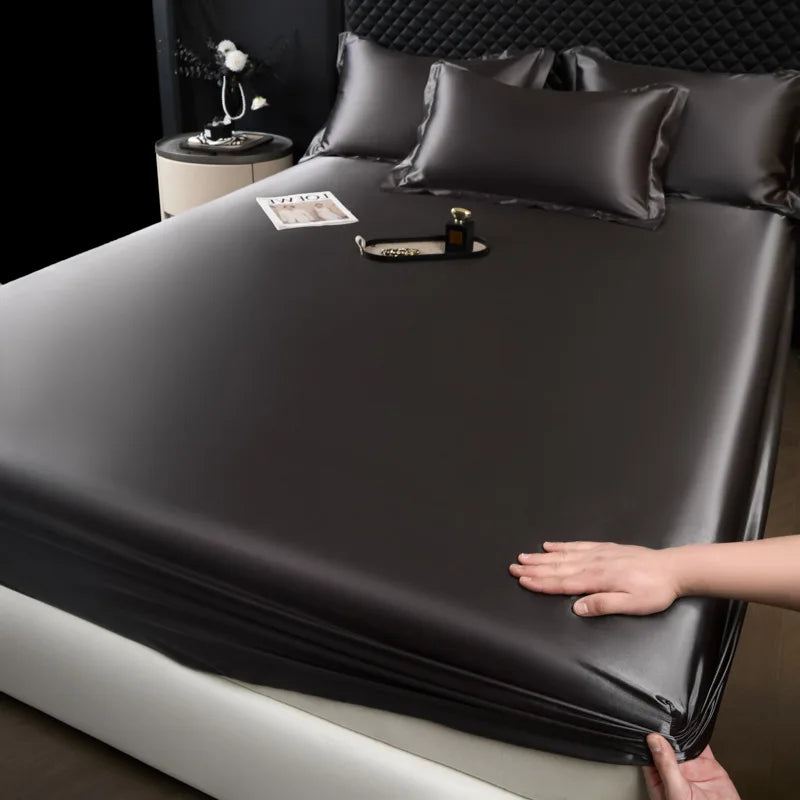 DecorBites™ 100% Mulberry Silk Fitted Sheet Set with Pillowcase - Luxury Solid Color Silk Bed Linen