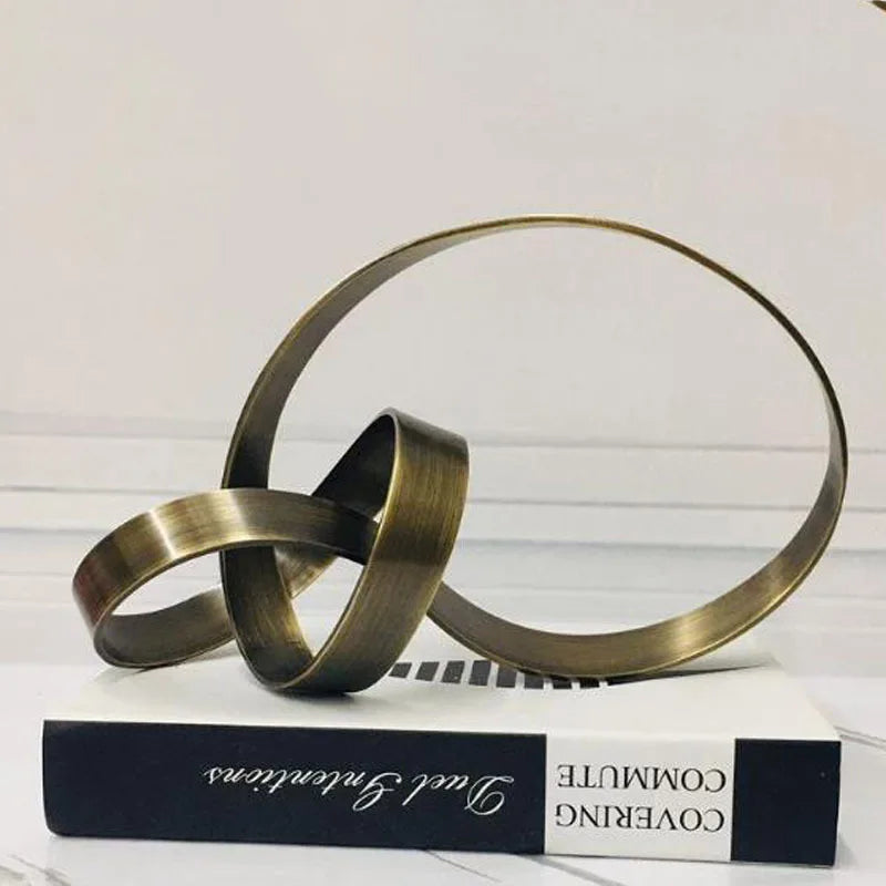 DecorBites™ Abstract Knot Golden Tape Metal Sculpture Figurine for Room Decoration