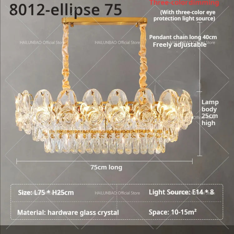 DecorBites™ Crystal Rose Chandelier for Living Room Dining Bedroom 2024 French Light Luxury