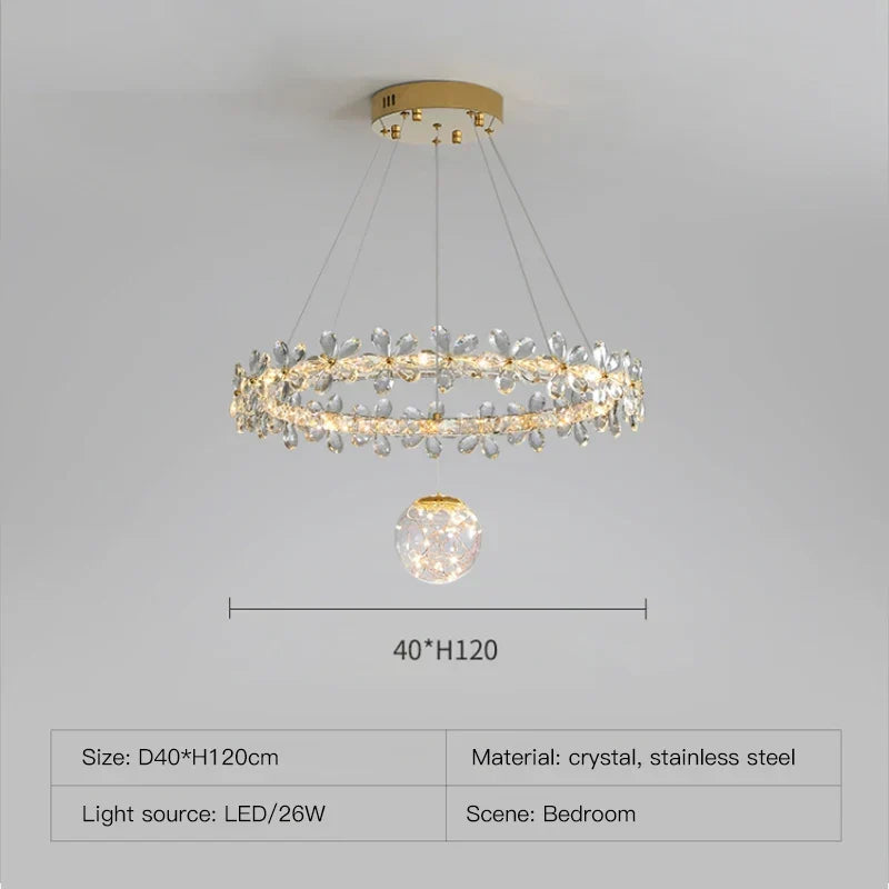 ثريا كريستال ذهبية حلزونية بإضاءة LED من DecorBites™ لديكور المنزل