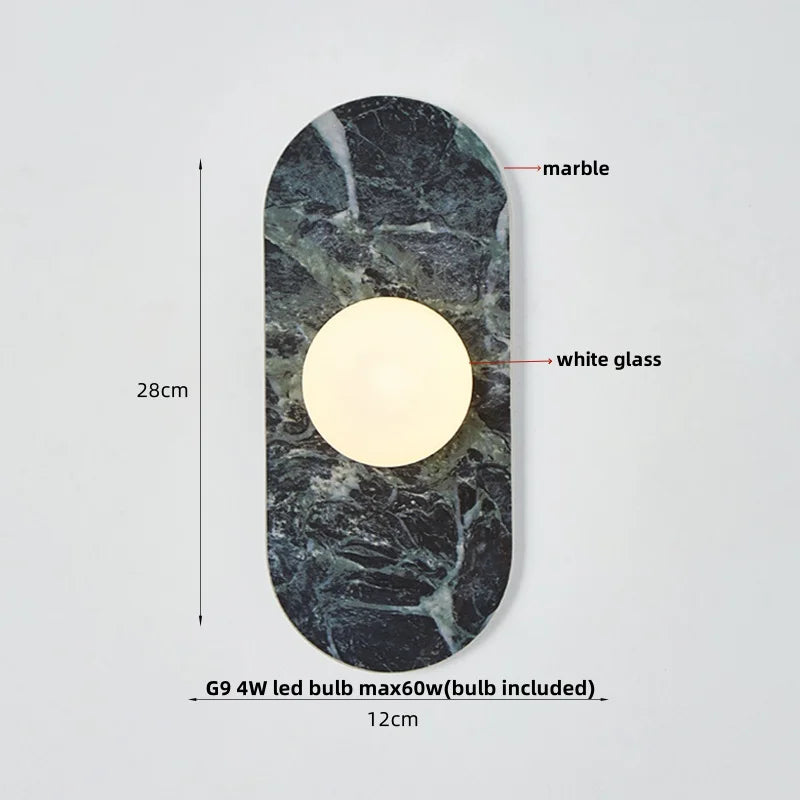 DecorBites™ LED Wall Light: French Luxury Glass Globe Stone Wall Lamp Fixture