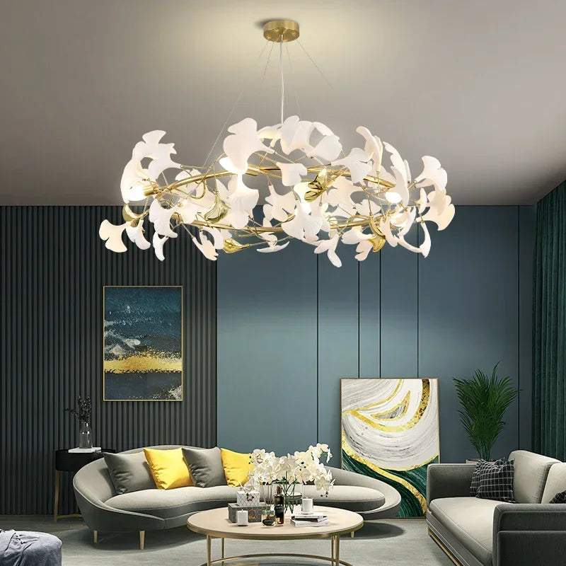 DecorBites™ Ginkgo Chandelier Villa Duplex Pendant Light for Living Room & Hotel Lobby