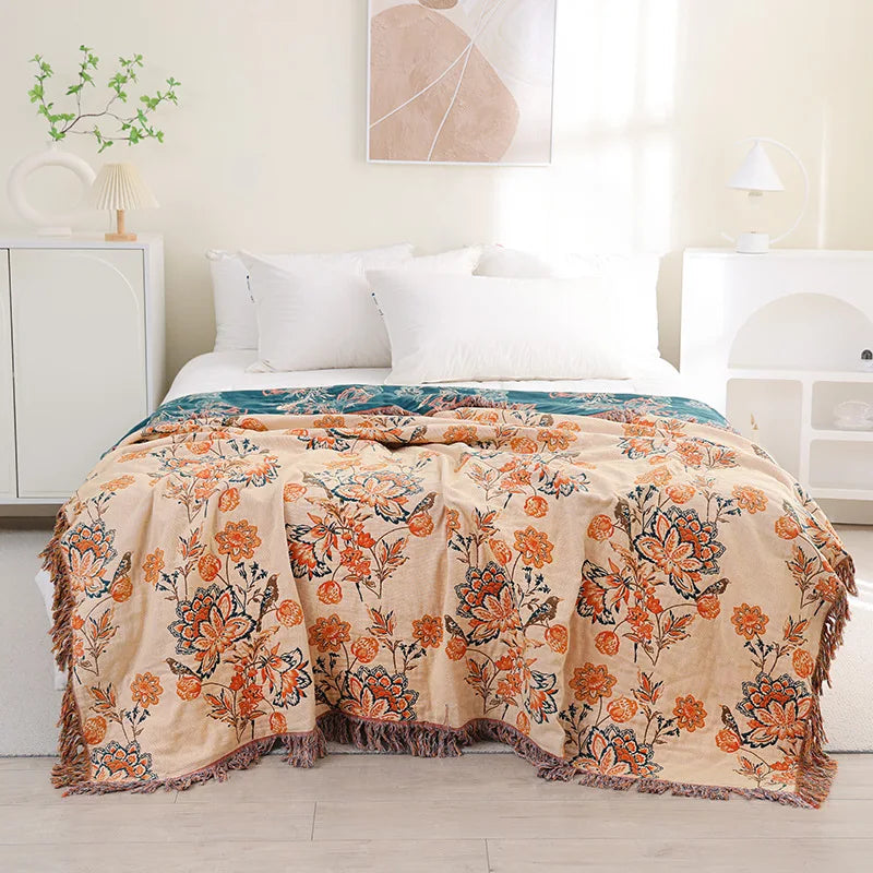 DecorBites™ Cotton Tassel Sofa Blanket - All-Season Multifunctional Leisure Blanket