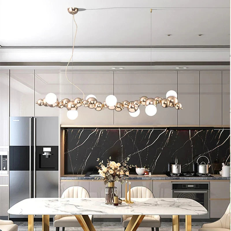 ثريا كاتربيلر LED من DecorBites™: مصباح معلق طويل أنيق لغرفة المعيشة، المطعم، الفندق