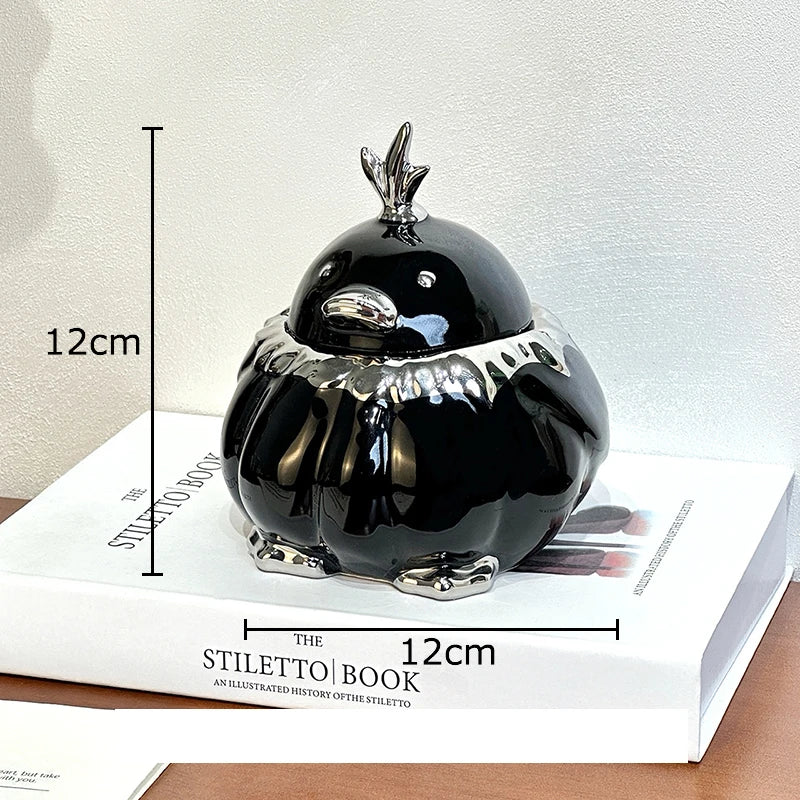 DecorBites™ Garlic Duck Ceramic Ashtray with Lid - Unique Desk Decoration and Smoking Accessory