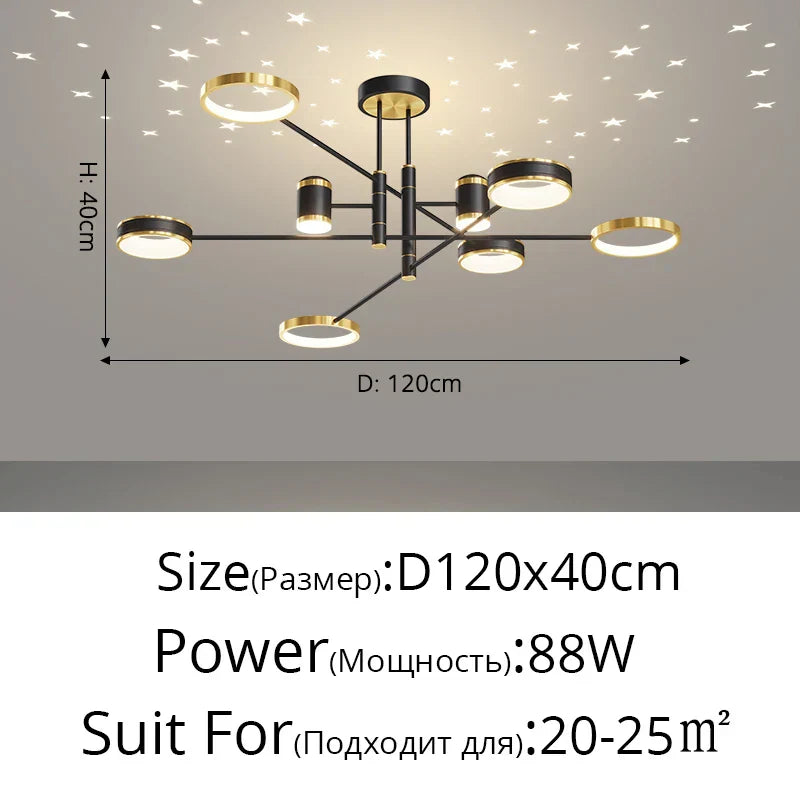 DecorBites™ ثريا LED: مصباح سقف ذكي حديث بجهاز تحكم عن بعد لغرفة المعيشة وغرفة النوم وغرفة الطعام والمطبخ