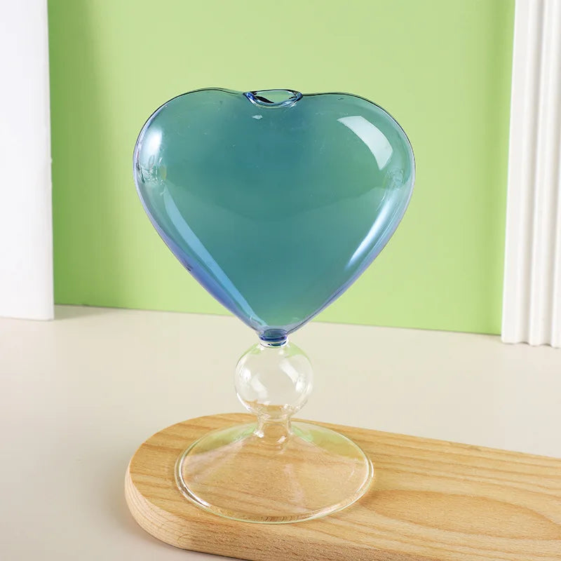 طقم أكواب زجاجية على شكل قلب من DecorBites™ للأزواج - أواني زجاجية للمشروبات كوكتيل، شاي، قهوة، بيرة