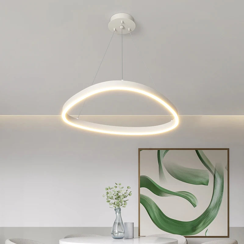 Modern White LED Ring Pendant Chandelier