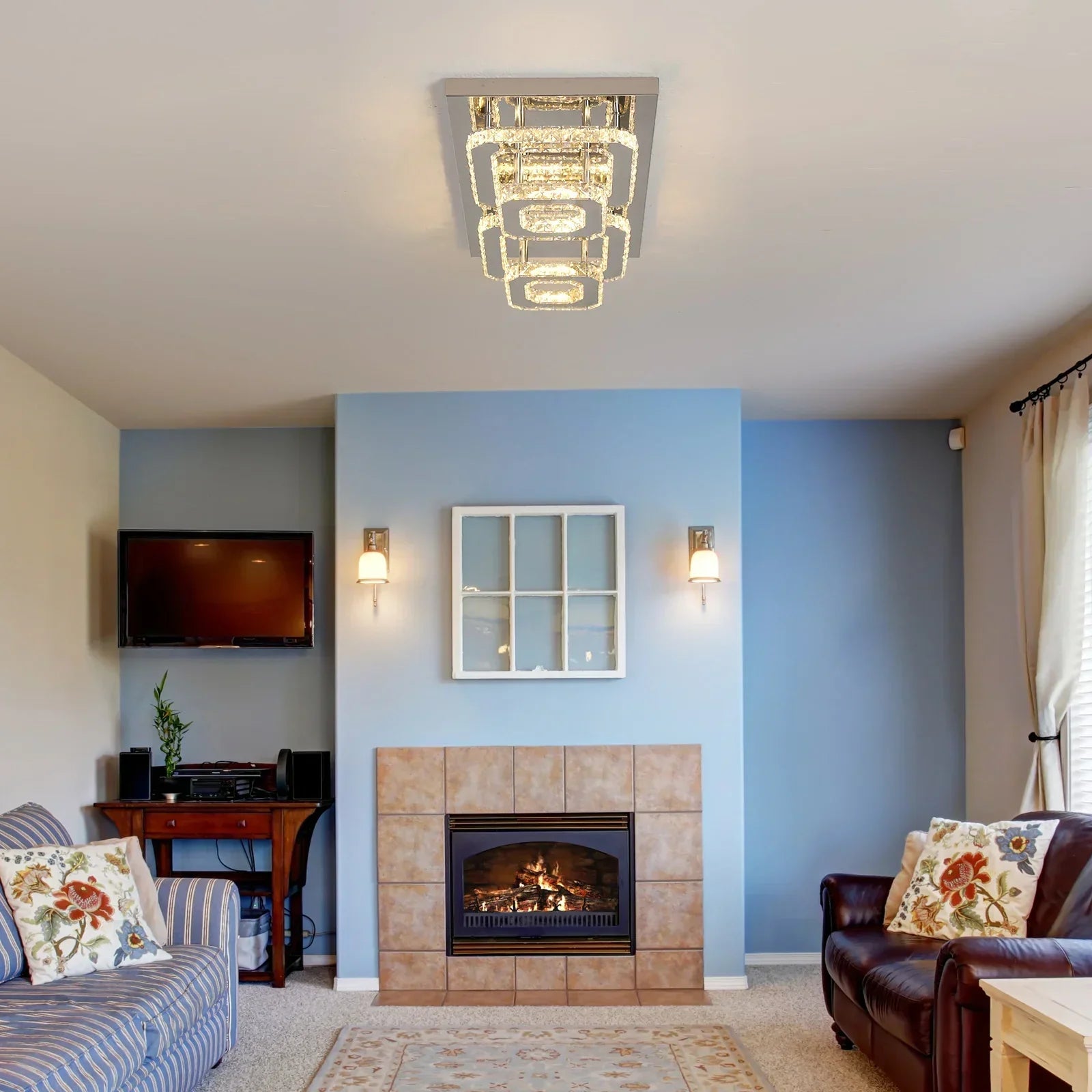 DecorBites™ Crystal Ceiling Chandelier: Luxury LED Pendant Lighting for Modern Living Room Decor