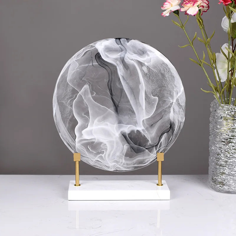 DecorBites™ Geometric Disk Marble Clear Glass Cake Craft Home Decor Figurines